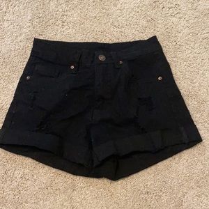 black jean shorts